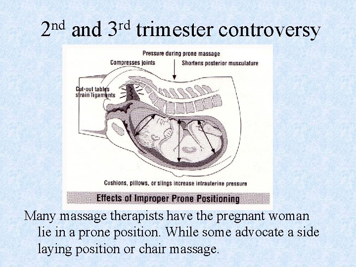 nd rd 2 and 3 trimester controversy Many massage therapists have the pregnant woman