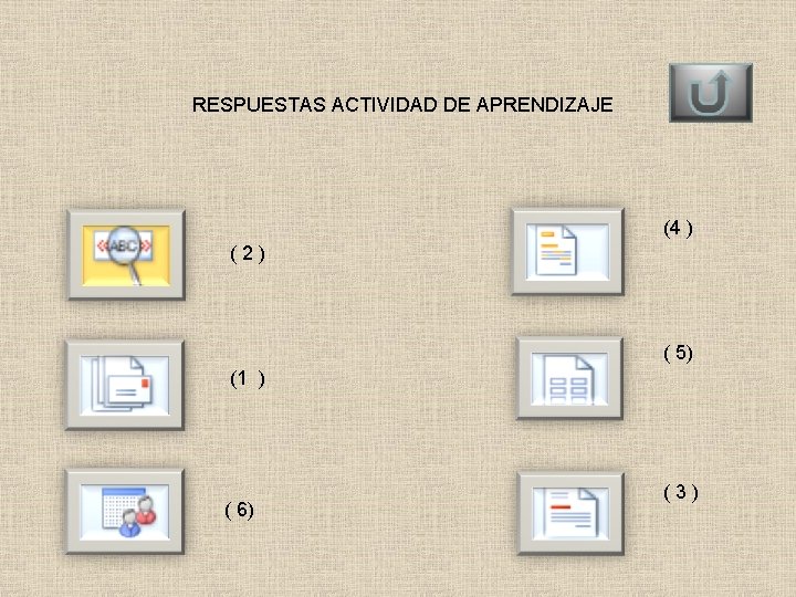 RESPUESTAS ACTIVIDAD DE APRENDIZAJE (4 ) (2) ( 5) (1 ) ( 6) (3)