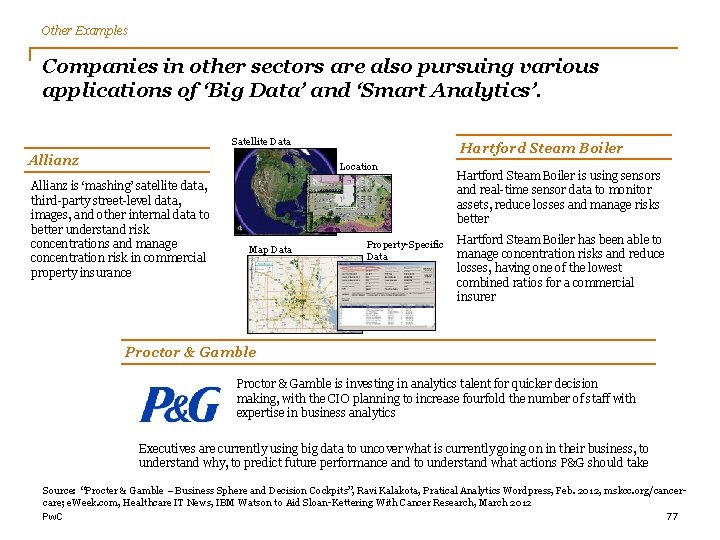 Other Examples Companies in other sectors are also pursuing various applications of ‘Big Data’