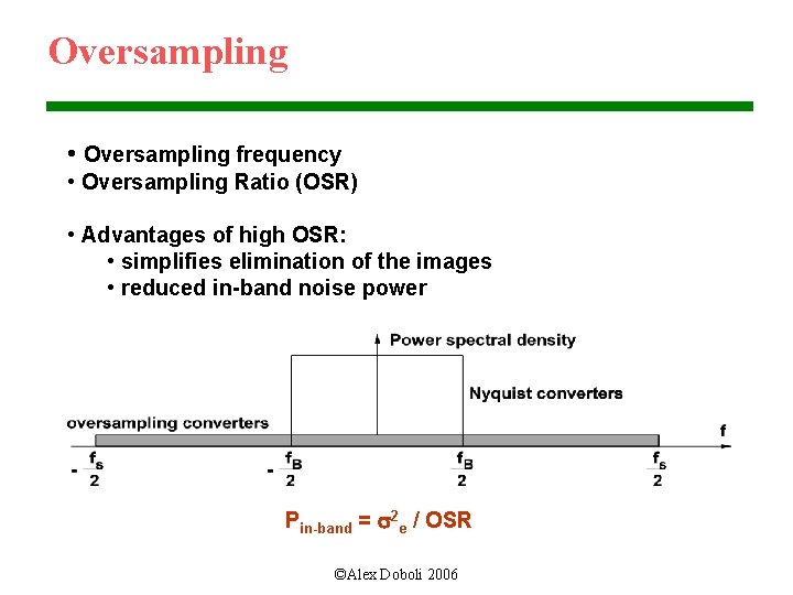 Oversampling • Oversampling frequency • Oversampling Ratio (OSR) • Advantages of high OSR: •