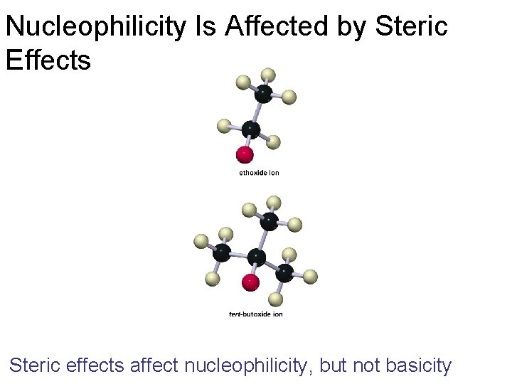 Nucleophilicity Is Affected by Steric Effects Steric effects affect nucleophilicity, but not basicity 