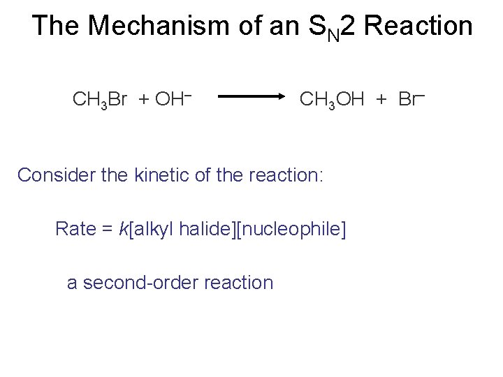 The Mechanism of an SN 2 Reaction CH 3 Br + OH– CH 3