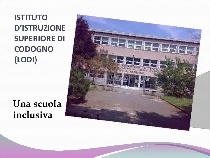 ISTITUTO D’ISTRUZIONE SUPERIORE DI CODOGNO (LODI) Una scuola inclusiva 