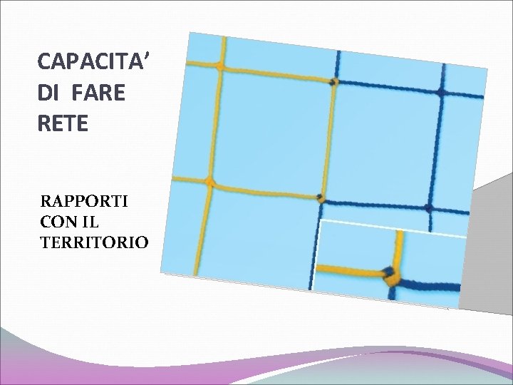 CAPACITA’ DI FARE RETE RAPPORTI CON IL TERRITORIO 