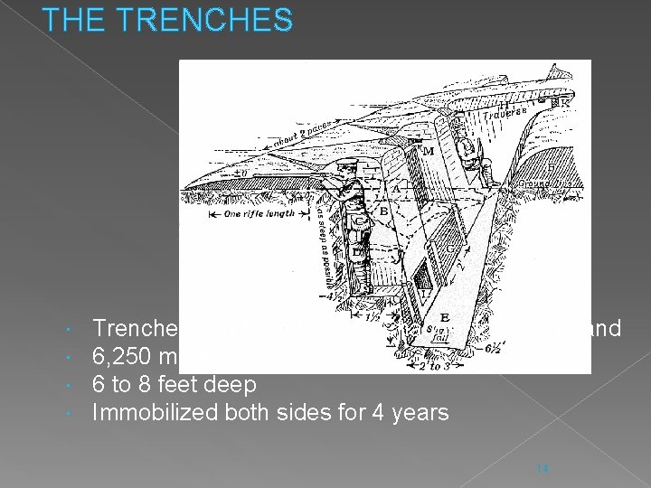 THE TRENCHES Trenches dug from English Channel to Switzerland 6, 250 miles 6 to