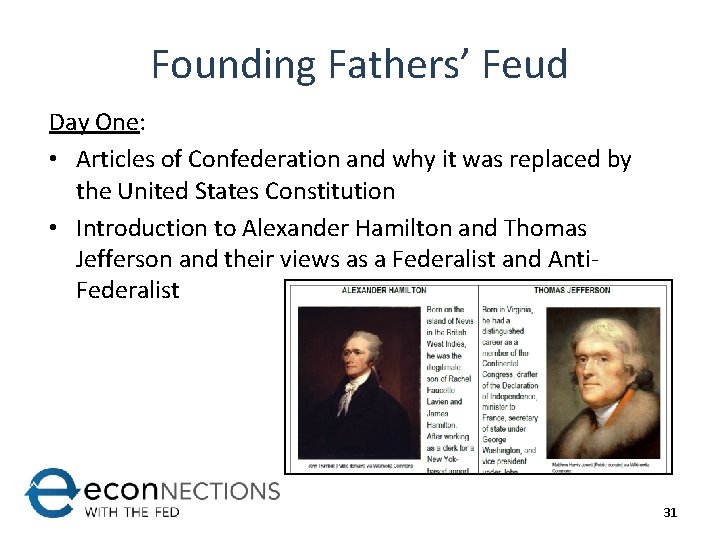Founding Fathers’ Feud Day One: • Articles of Confederation and why it was replaced