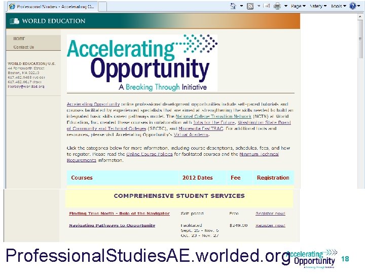 Professional. Studies. AE. worlded. org 18 