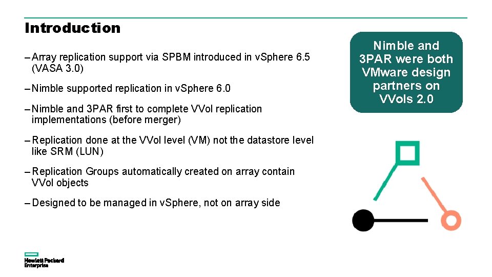 Introduction – Array replication support via SPBM introduced in v. Sphere 6. 5 (VASA