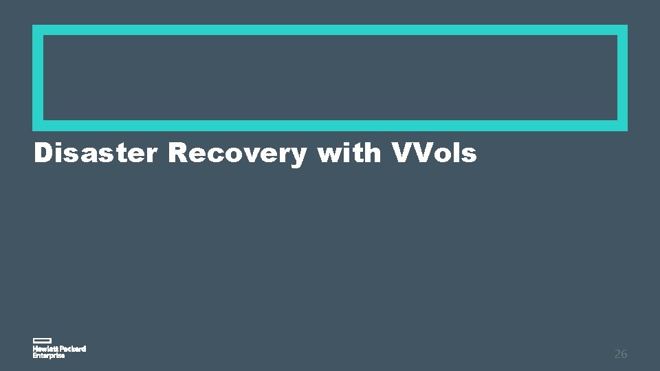 Disaster Recovery with VVols 26 Disaster Recovery with VVols 26