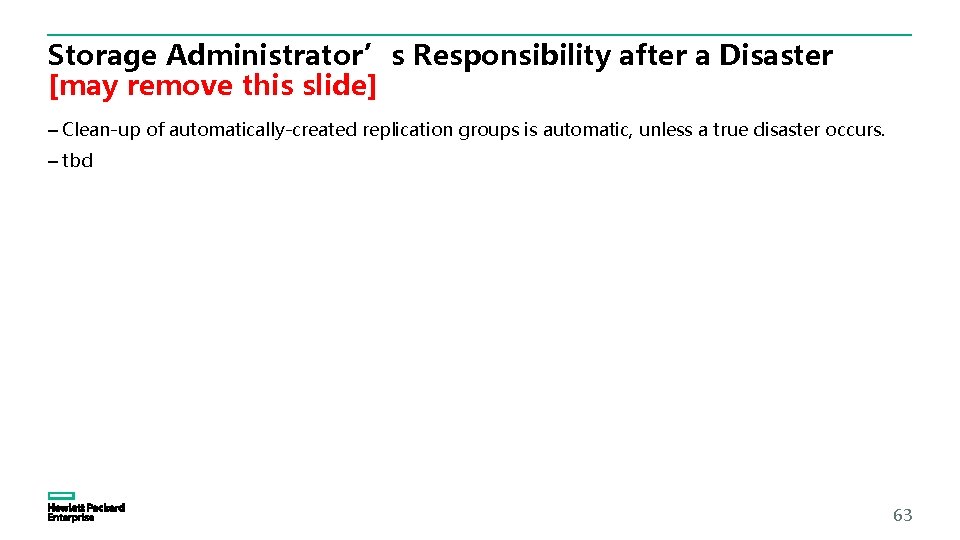 Storage Administrator’s Responsibility after a Disaster [may remove this slide] – Clean-up of automatically-created