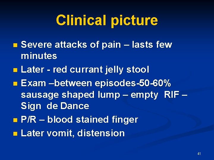 Clinical picture Severe attacks of pain – lasts few minutes n Later - red