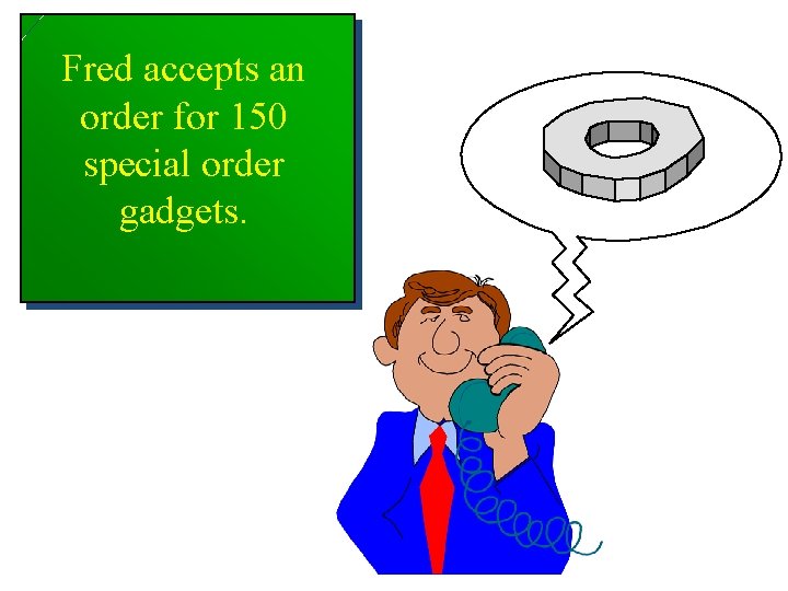 Fred accepts an order for 150 special order gadgets. 