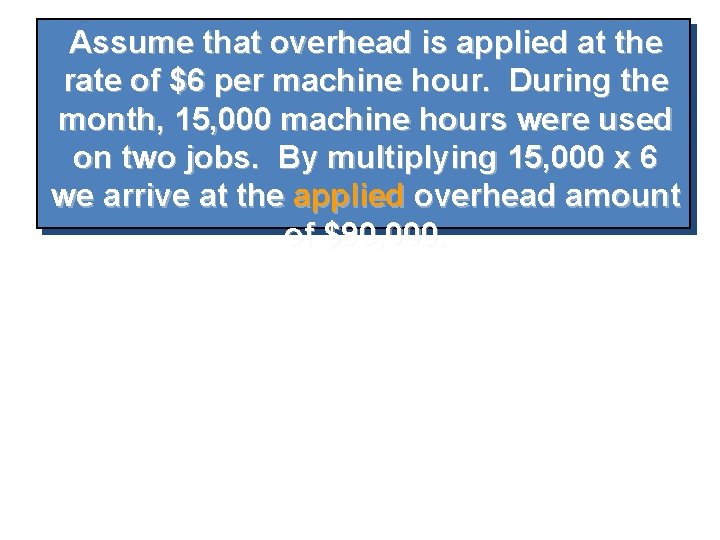 Assume that overhead is applied at the Manufacturing Overhead rate of $6 per machine