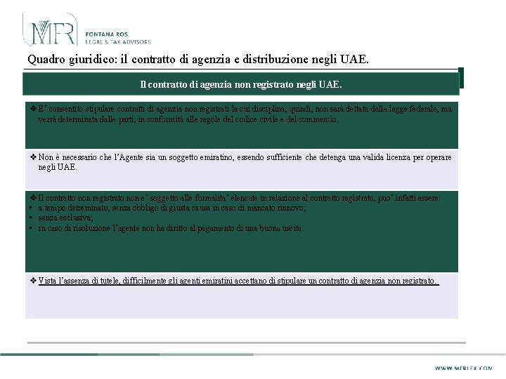 Quadro giuridico: il contratto di agenzia e distribuzione negli UAE. Il contratto di agenzia