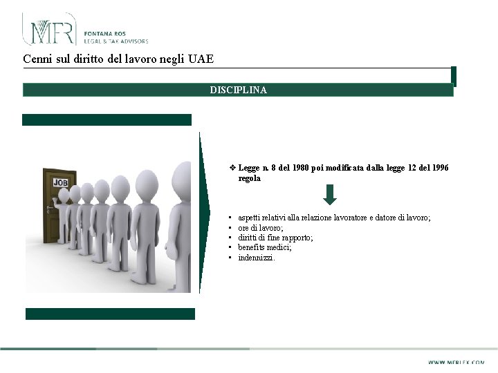 Cenni sul diritto del lavoro negli UAE DISCIPLINA v Legge n. 8 del 1980