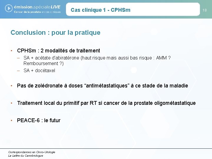 Cas clinique 1 - CPHSm Conclusion : pour la pratique • CPHSm : 2
