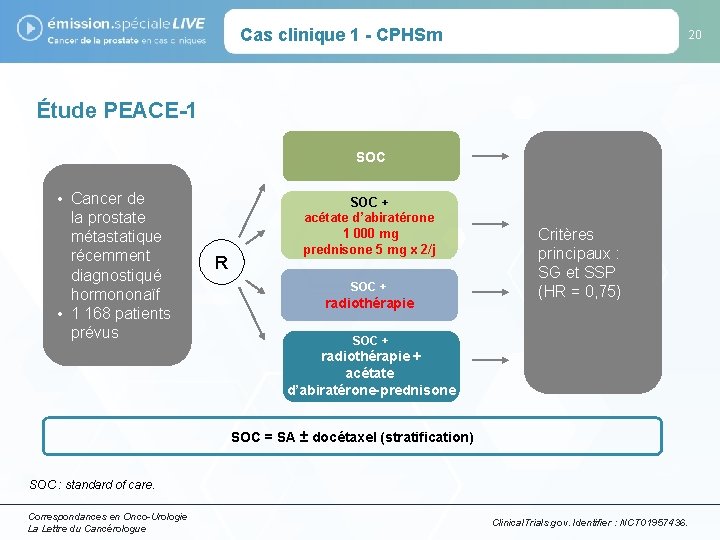 Cas clinique 1 - CPHSm 20 Étude PEACE-1 SOC • Cancer de la prostate