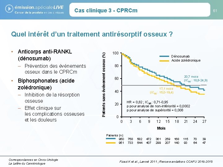 Cas clinique 3 - CPRCm 61 • Anticorps anti-RANKL (dénosumab) – Prévention des événements