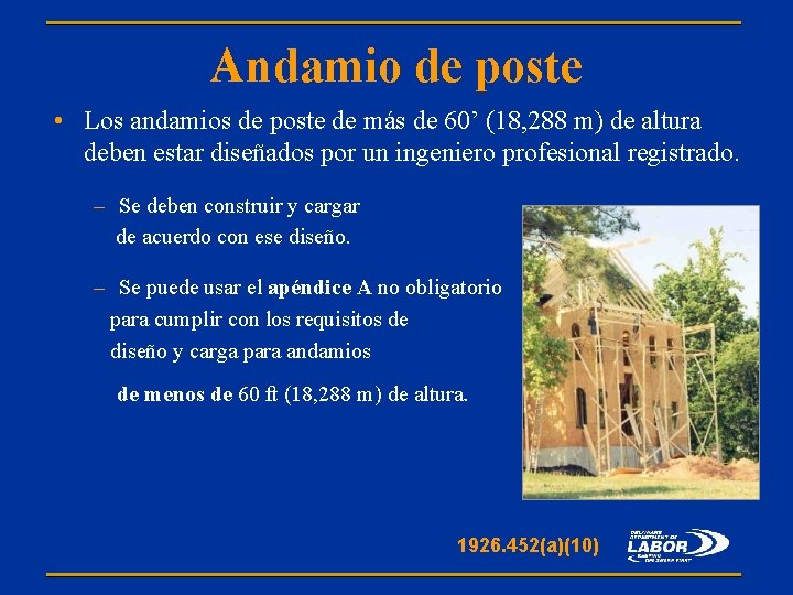 Andamio de poste • Los andamios de poste de más de 60’ (18, 288