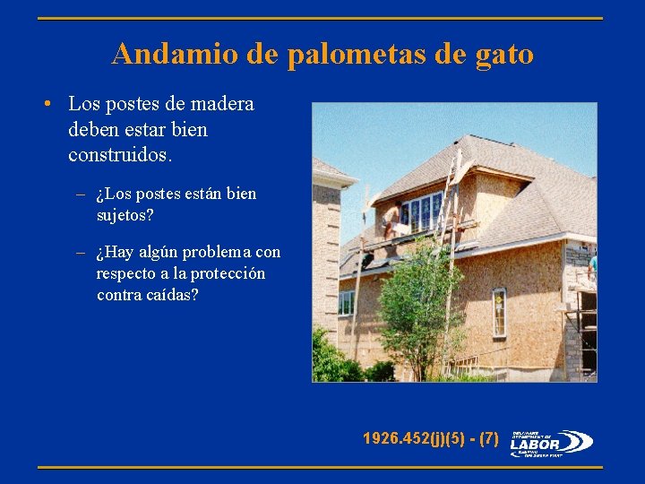 Andamio de palometas de gato • Los postes de madera deben estar bien construidos.