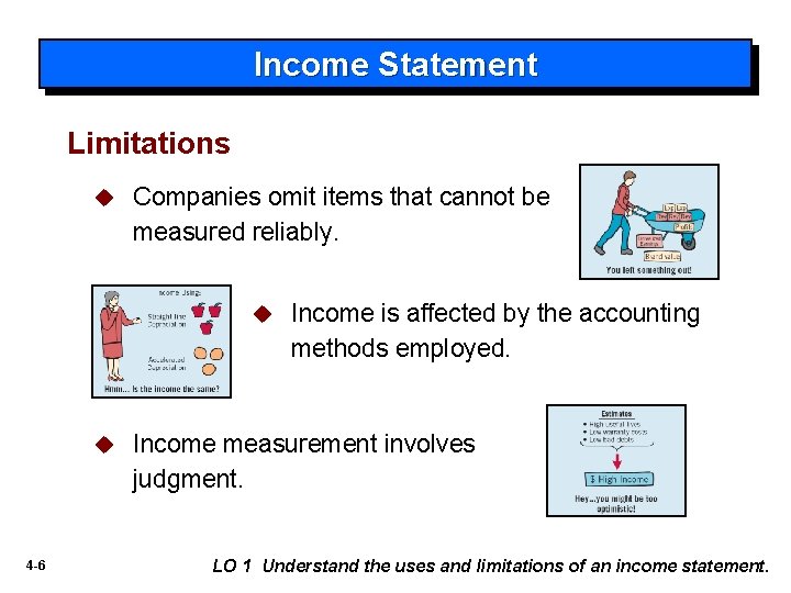 Income Statement Limitations u Companies omit items that cannot be measured reliably. u u