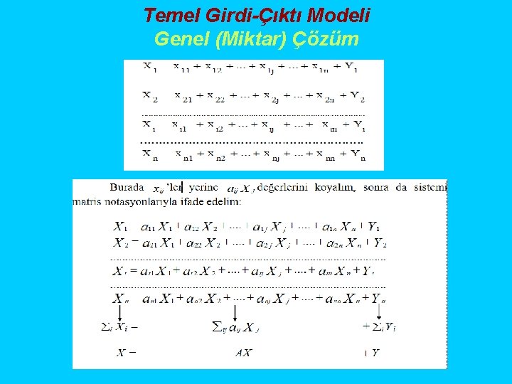 Temel Girdi-Çıktı Modeli Genel (Miktar) Çözüm 