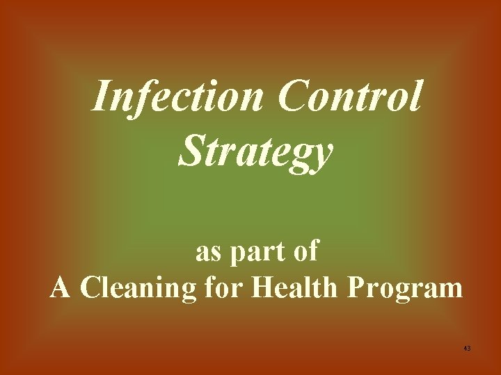 Infection Control Strategy as part of A Cleaning for Health Program 43 