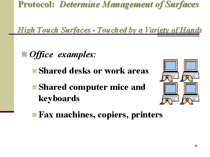 Protocol: Determine Management of Surfaces High Touch Surfaces - Touched by a Variety of