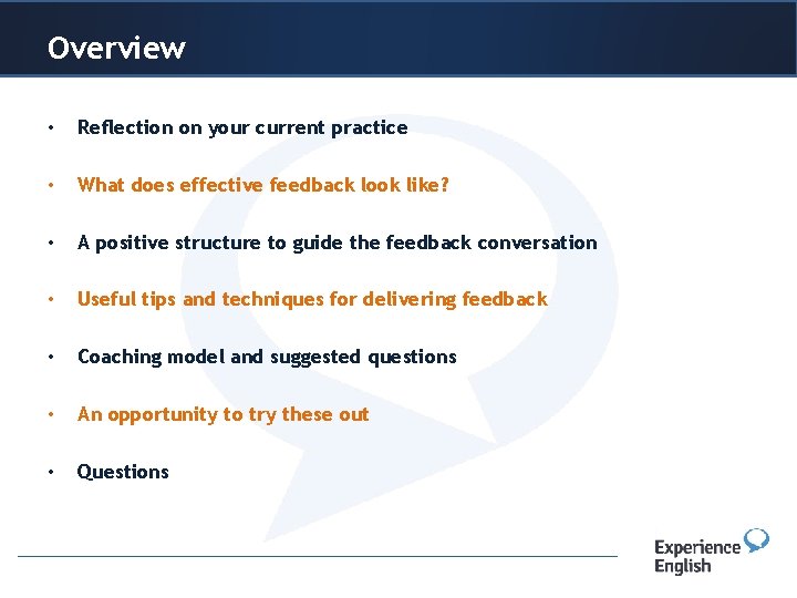 Header or title Overview • Reflection on your current practice • What does effective