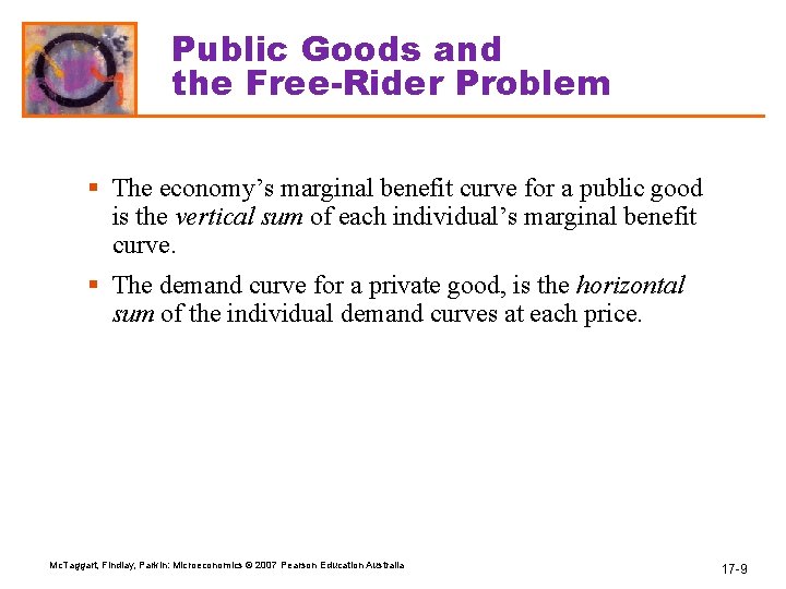 Public Goods and the Free-Rider Problem § The economy’s marginal benefit curve for a