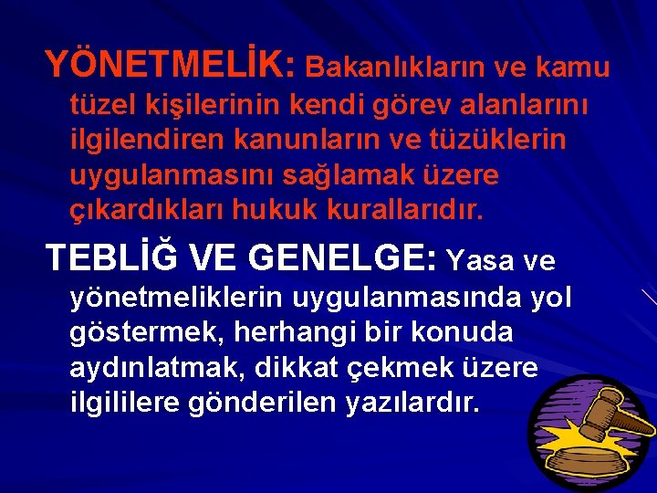 YÖNETMELİK: Bakanlıkların ve kamu tüzel kişilerinin kendi görev alanlarını ilgilendiren kanunların ve tüzüklerin uygulanmasını