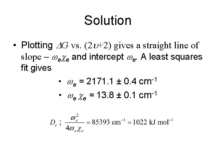 Solution • Plotting DG vs. (2 +2) gives a straight line of slope -