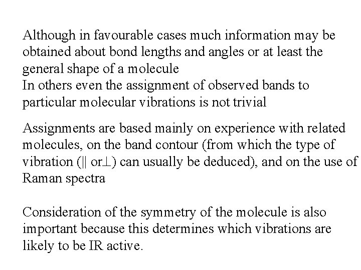 Although in favourable cases much information may be obtained about bond lengths and angles