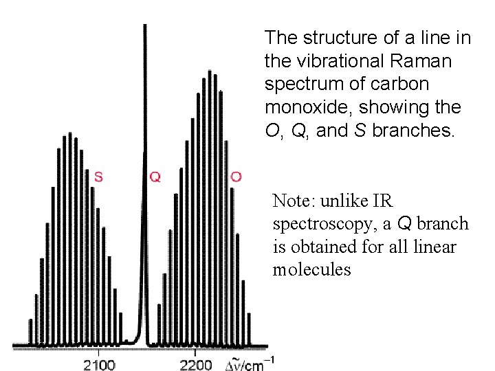 The structure of a line in the vibrational Raman spectrum of carbon monoxide, showing