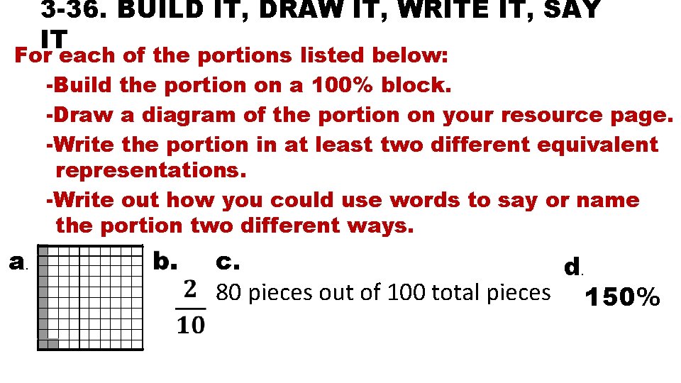 3 -36. BUILD IT, DRAW IT, WRITE IT, SAY IT For each of the