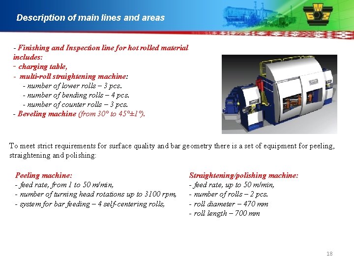 Description of main lines and areas - Finishing and Inspection line for hot rolled