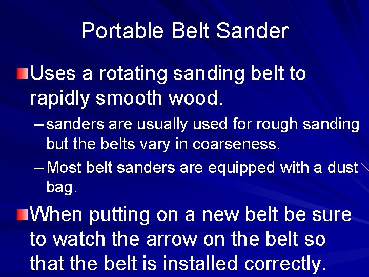 Portable Belt Sander Uses a rotating sanding belt to rapidly smooth wood. – sanders