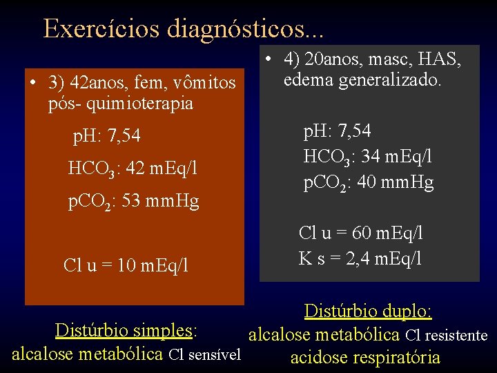 Exercícios diagnósticos. . . • 3) 42 anos, fem, vômitos pós- quimioterapia p. H: