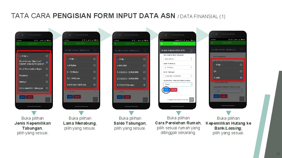 TATA CARA PENGISIAN FORM INPUT DATA ASN / DATA FINANSIAL (1) Buka pilihan Jenis