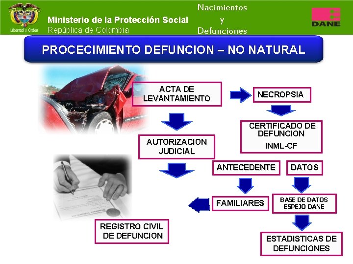 Nacimientos y Ministerio de la Protección Social República de Colombia Defunciones PROCECIMIENTO DEFUNCION –