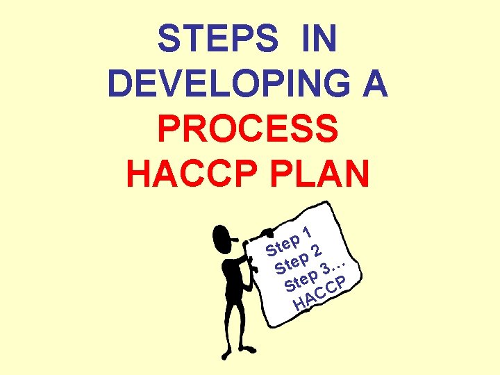 STEPS IN DEVELOPING A PROCESS HACCP PLAN 1 p Ste p 2 Ste p