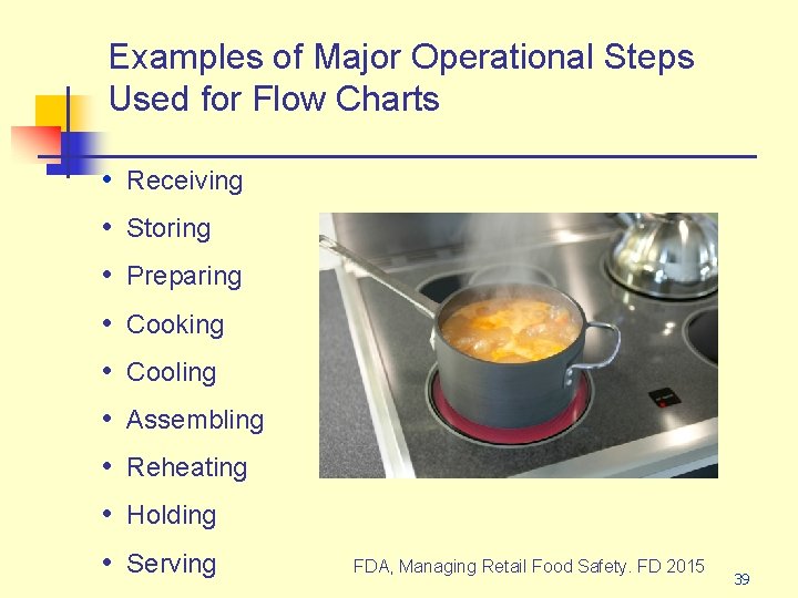 Examples of Major Operational Steps Used for Flow Charts • Receiving • Storing •