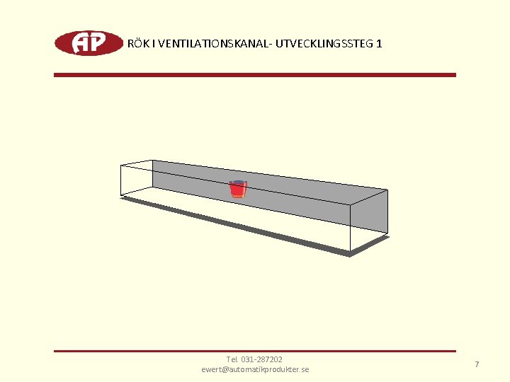 RÖK I VENTILATIONSKANAL- UTVECKLINGSSTEG 1 Tel. 031 -287202 ewert@automatikprodukter. se 7 