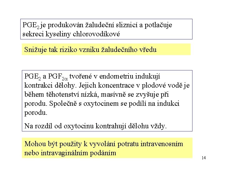 PGE 2 je produkován žaludeční sliznicí a potlačuje sekreci kyseliny chlorovodíkové Snižuje tak riziko