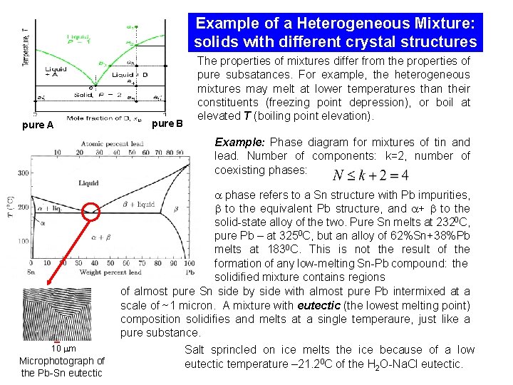 Example of a Heterogeneous Mixture: solids with different crystal structures pure A pure B