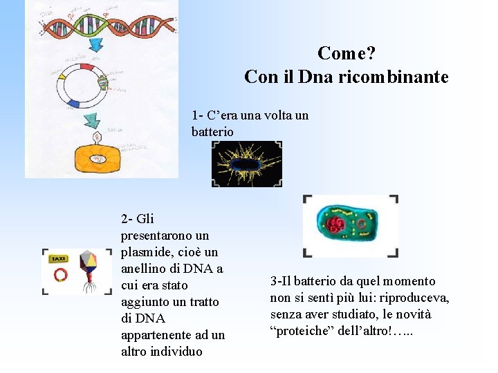 Come? Con il Dna ricombinante 1 - C’era una volta un batterio 2 -