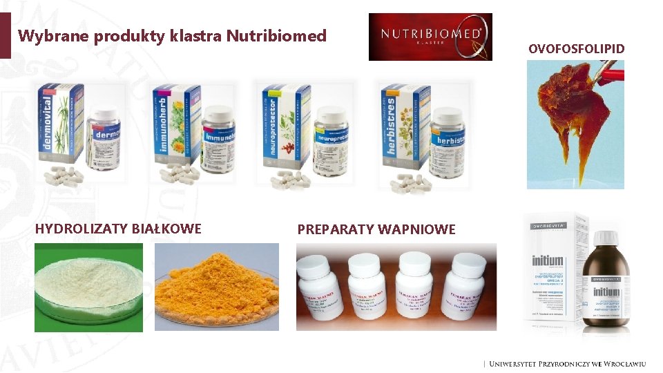 Wybrane produkty klastra Nutribiomed HYDROLIZATY BIAŁKOWE PREPARATY WAPNIOWE OVOFOSFOLIPID 