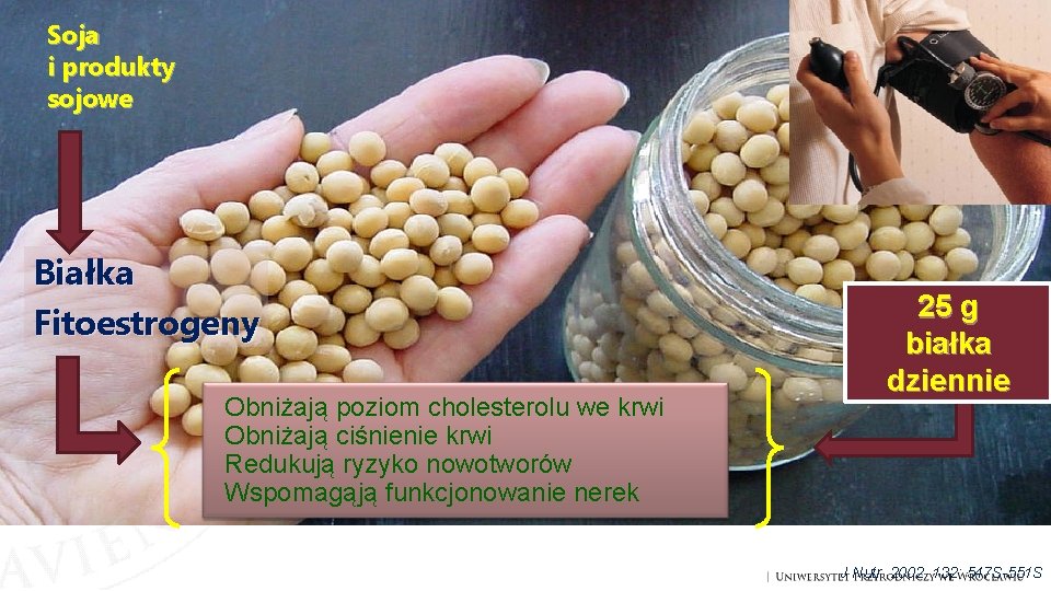 Soja i produkty sojowe Białka Fitoestrogeny Obniżają poziom cholesterolu we krwi Obniżają ciśnienie krwi