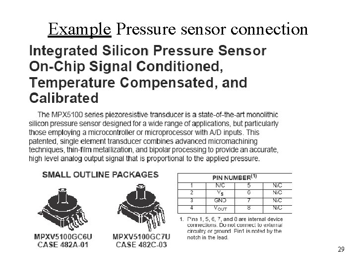 Example Pressure sensor connection 29 