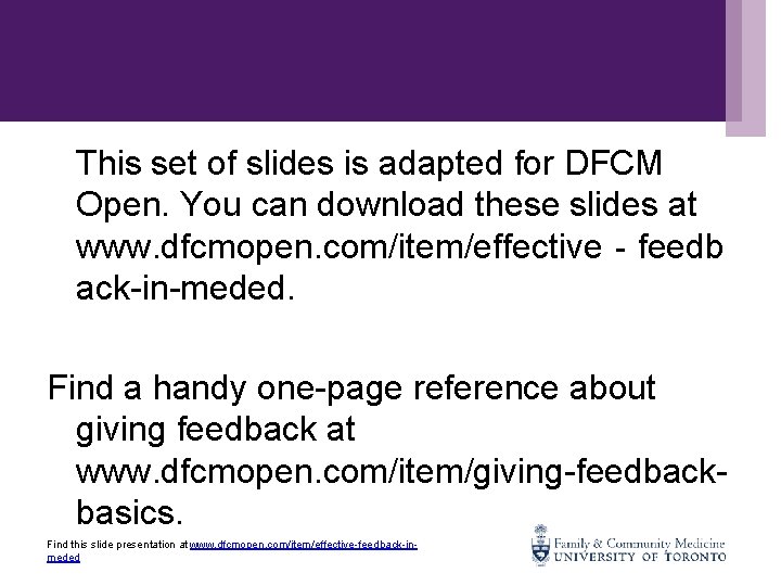 This set of slides is adapted for DFCM Open. You can download these slides